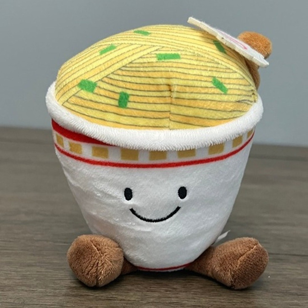 Frankford Ramen Cup of Noodles Plush Stuffed Toy Food White Yellow Smiling Face
